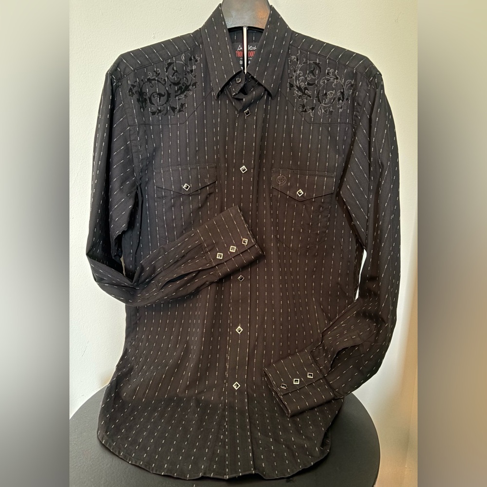 Wrangler, George Strait Troubadour Western Black Shirt. Med. Men’s Vintage